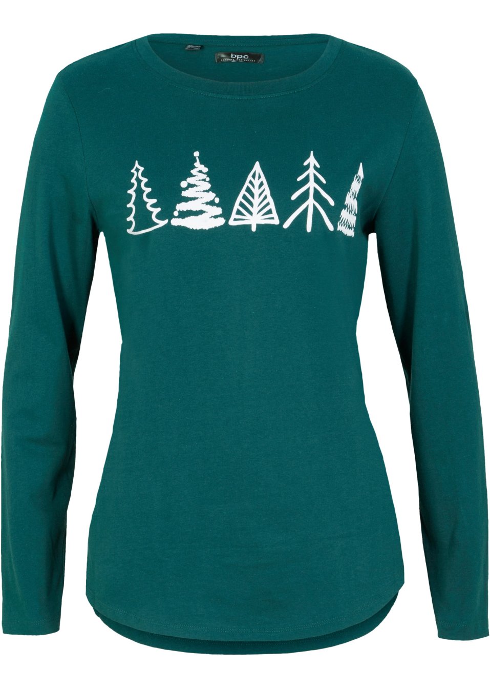 T-shirt coton à manches longues avec motif Noël