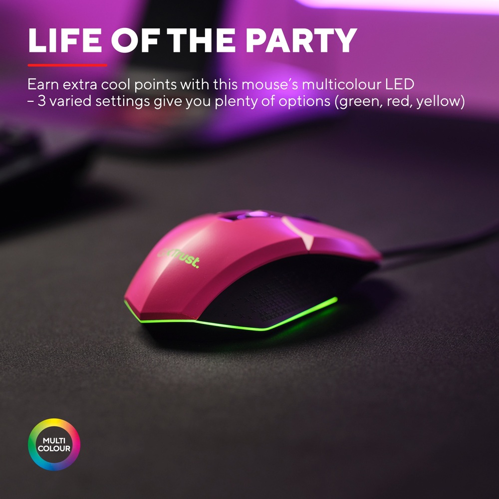 Trust GXT 109 Felox Beleuchtete Gaming-Maus – Pink