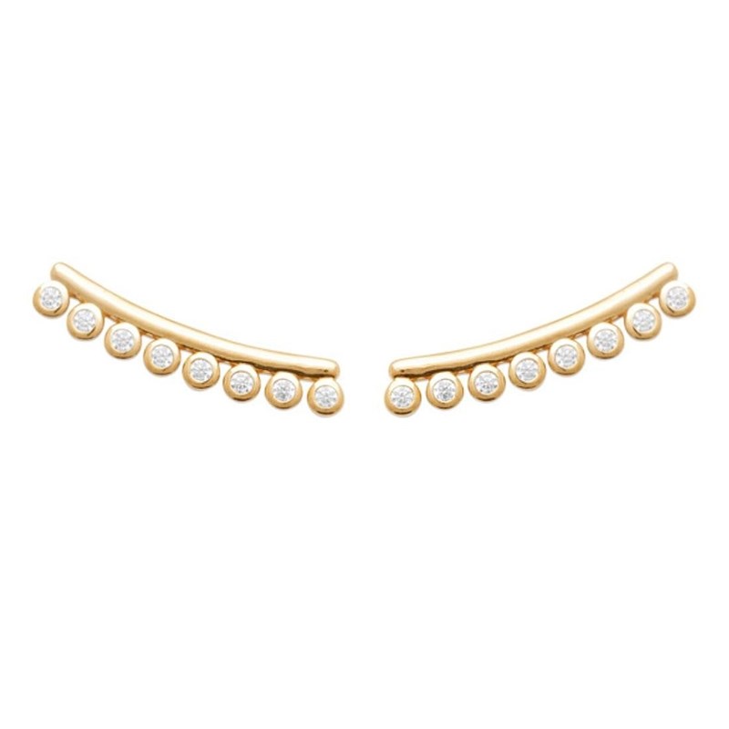 Boucles d'oreilles grimpantes contour de lobe serti d'oxydes de zirconium ronds Plaqué OR 750 3 microns