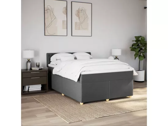 Sommier à lattes de lit avec matelas Gris foncé 160x200cm Tissu