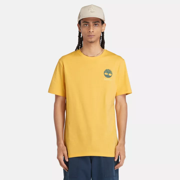 T-shirt à motif dans le dos pour homme en jaune