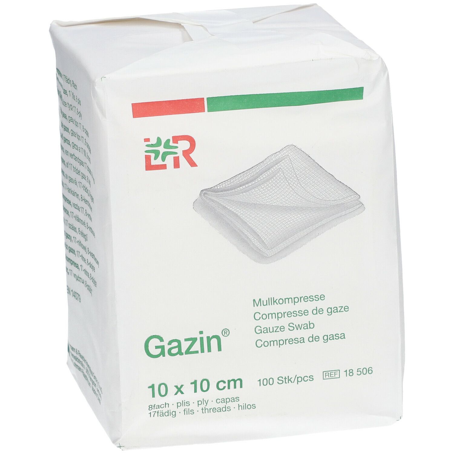 Gazin® Mullkompresse 10 cm x 10 cm unsteril 8 lagig