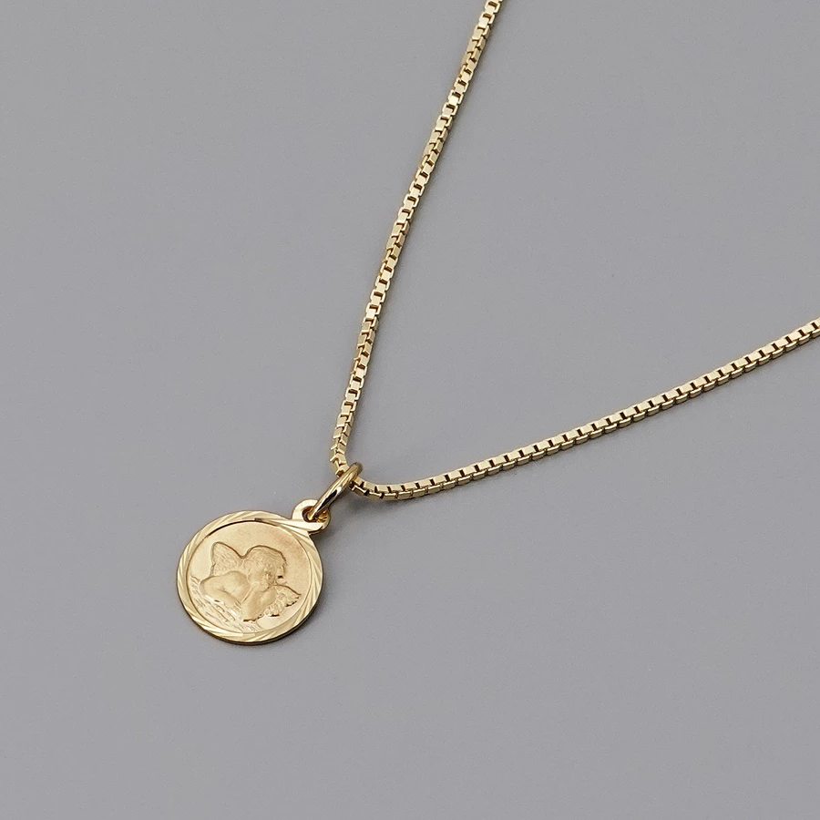 trendor Kinder-Anhänger Gold 333 Schutzengel mit vergoldeter Silberkette gold