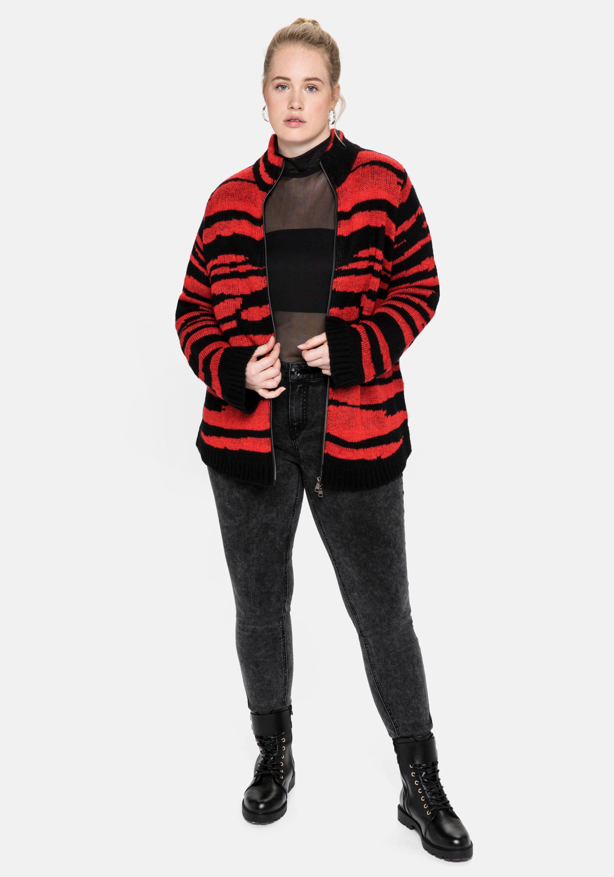Strickjacke mit Jacquardmuster in Animal-Optik