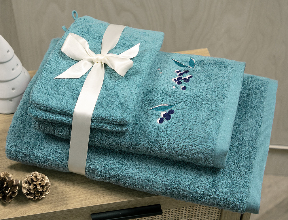 Pack linge de bain-Baies célestes brodé