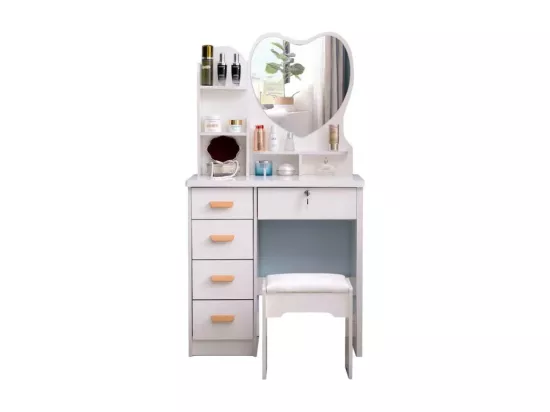 Coiffeuse et table de maquillage miroir en cœur moderne NEIGE