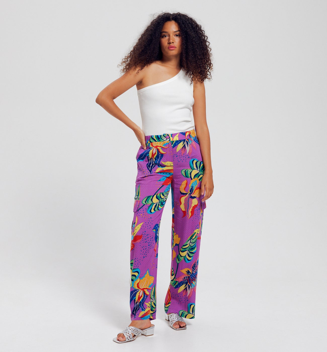 Pantalon cargo imprimé Femme - Imprimé violet