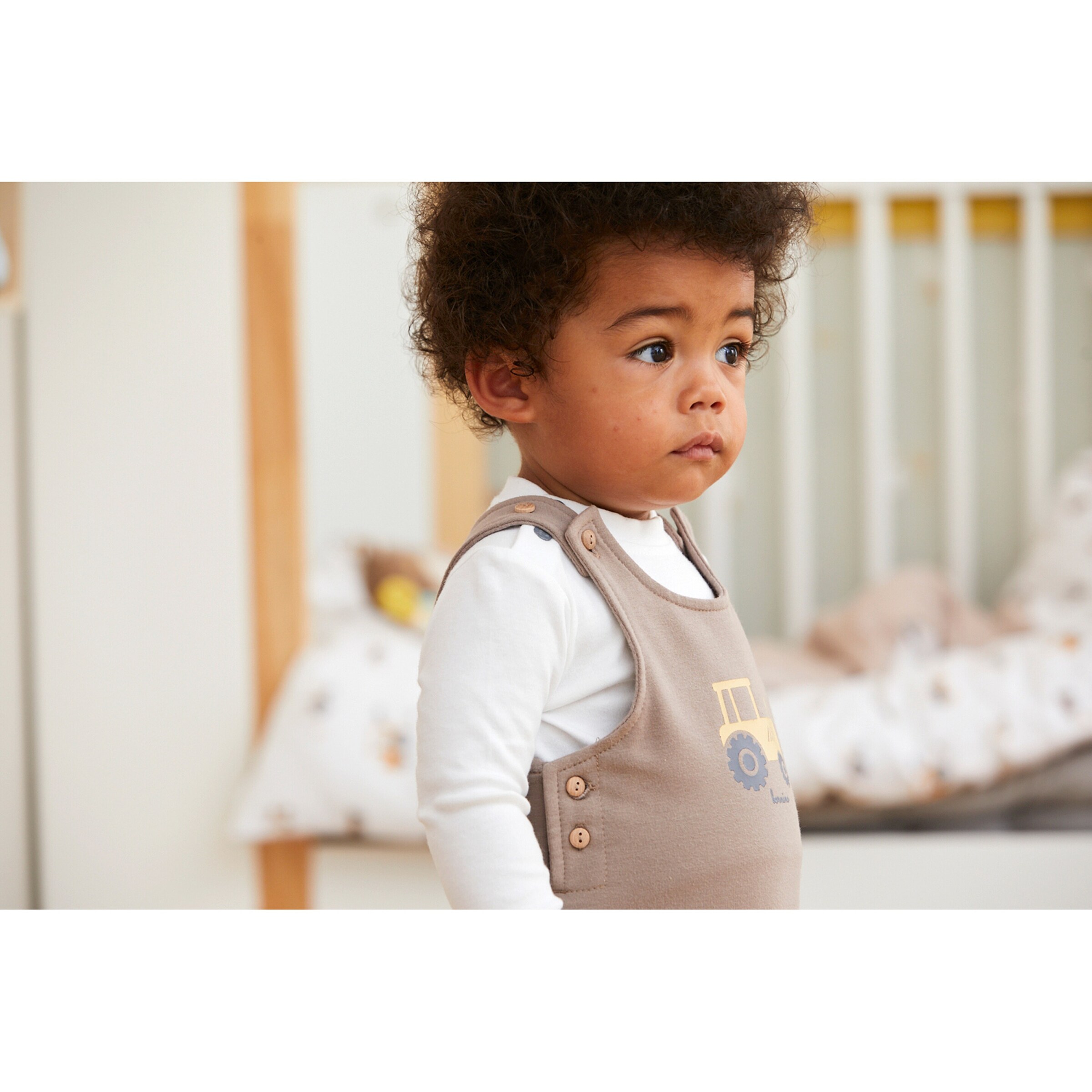 Bornino - Farm Life 2-tlg. Set Latzhose und Shirt Traktor braun/offwhite