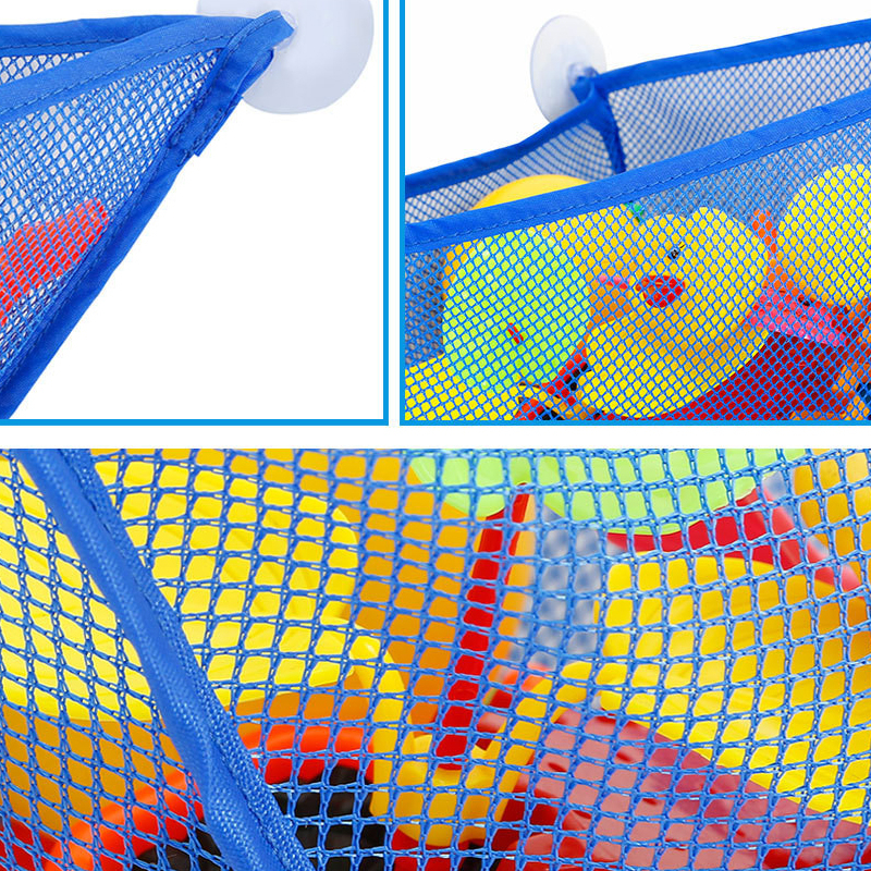 Mesh Badewannen Organizer Beutel Kinder Spielzeug Aufbewahrungs Netz mit Saugnäpfen - Blau