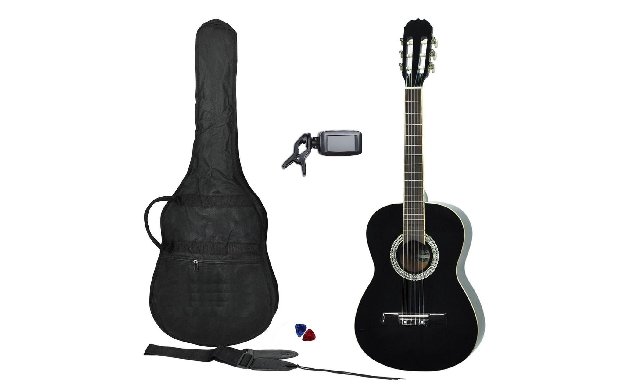 Akustikgitarre SoloArt Set SchwarzKlassische Gitarre mit Zubehör