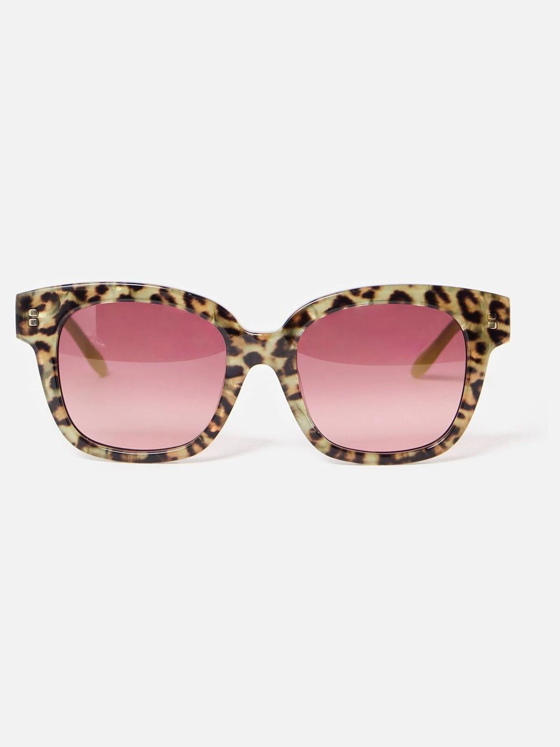 Oliver Bonas Leopard Print Square Acetate Sunglasses