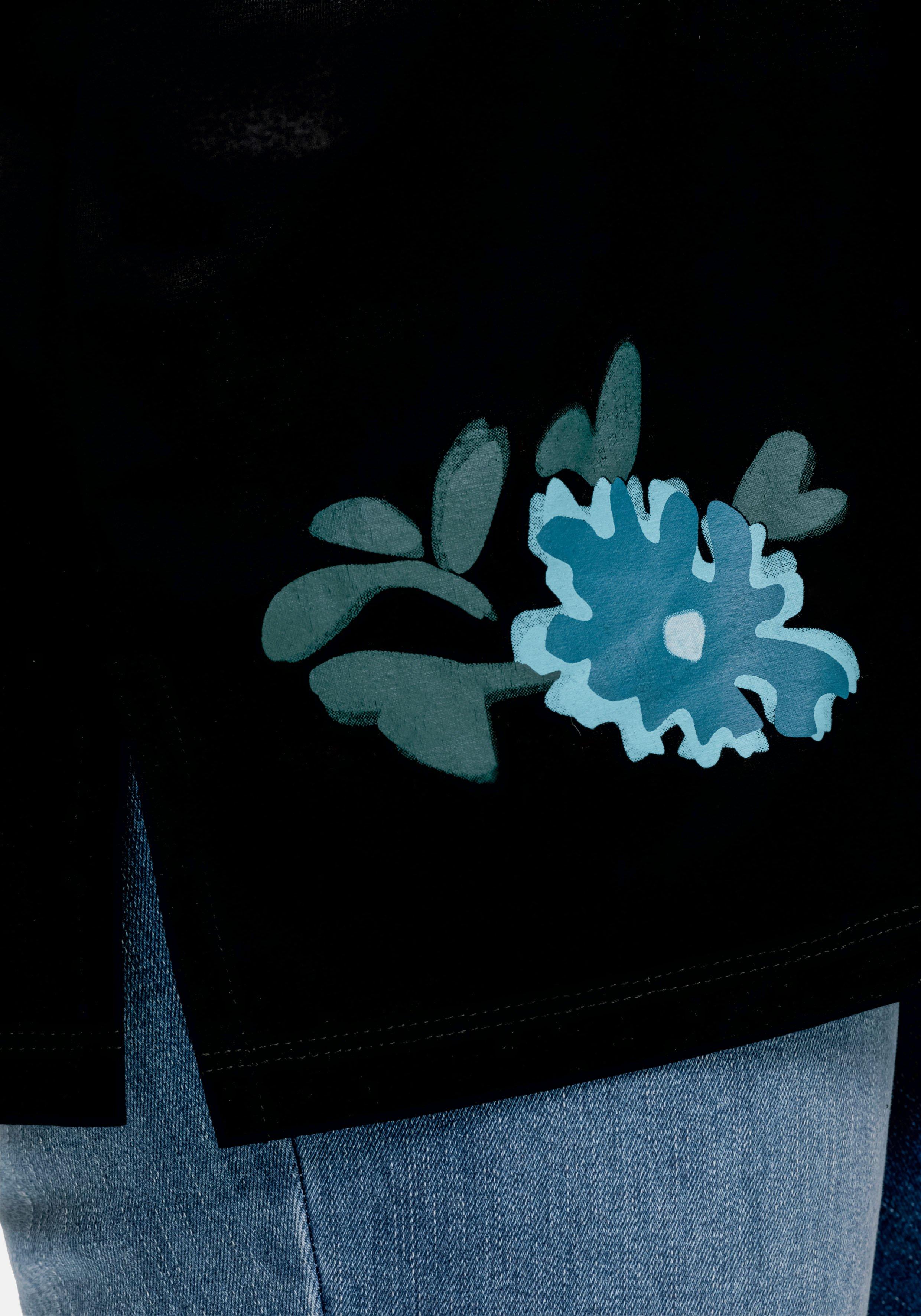 Shirt mit Blütenprint am Saum