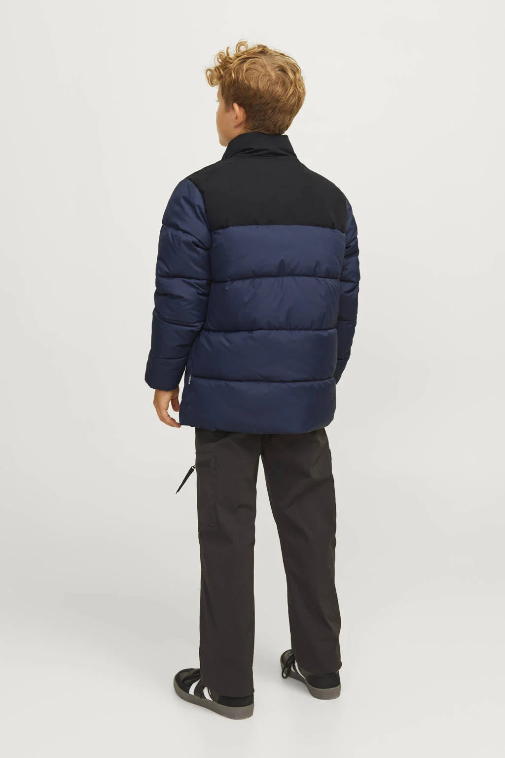 JACK & JONES gewatteerde jas donkerblauw/zwart