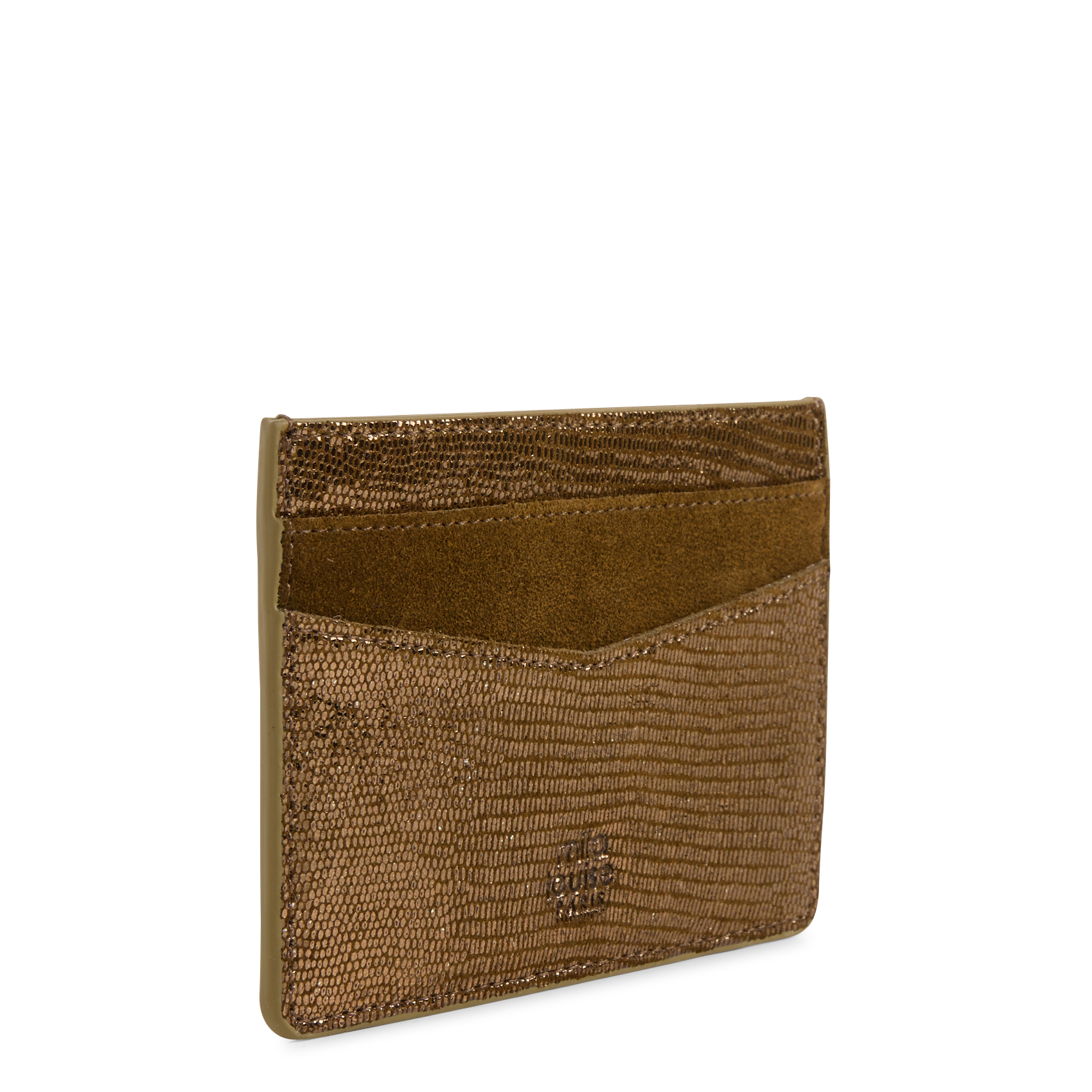 OLAE - Porte-cartes en cuir métallisé | Kaki