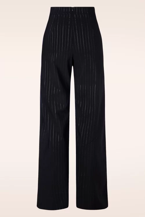 Vintage Chic for Topvintage Bonnie krijtstreep pantalon in zwart