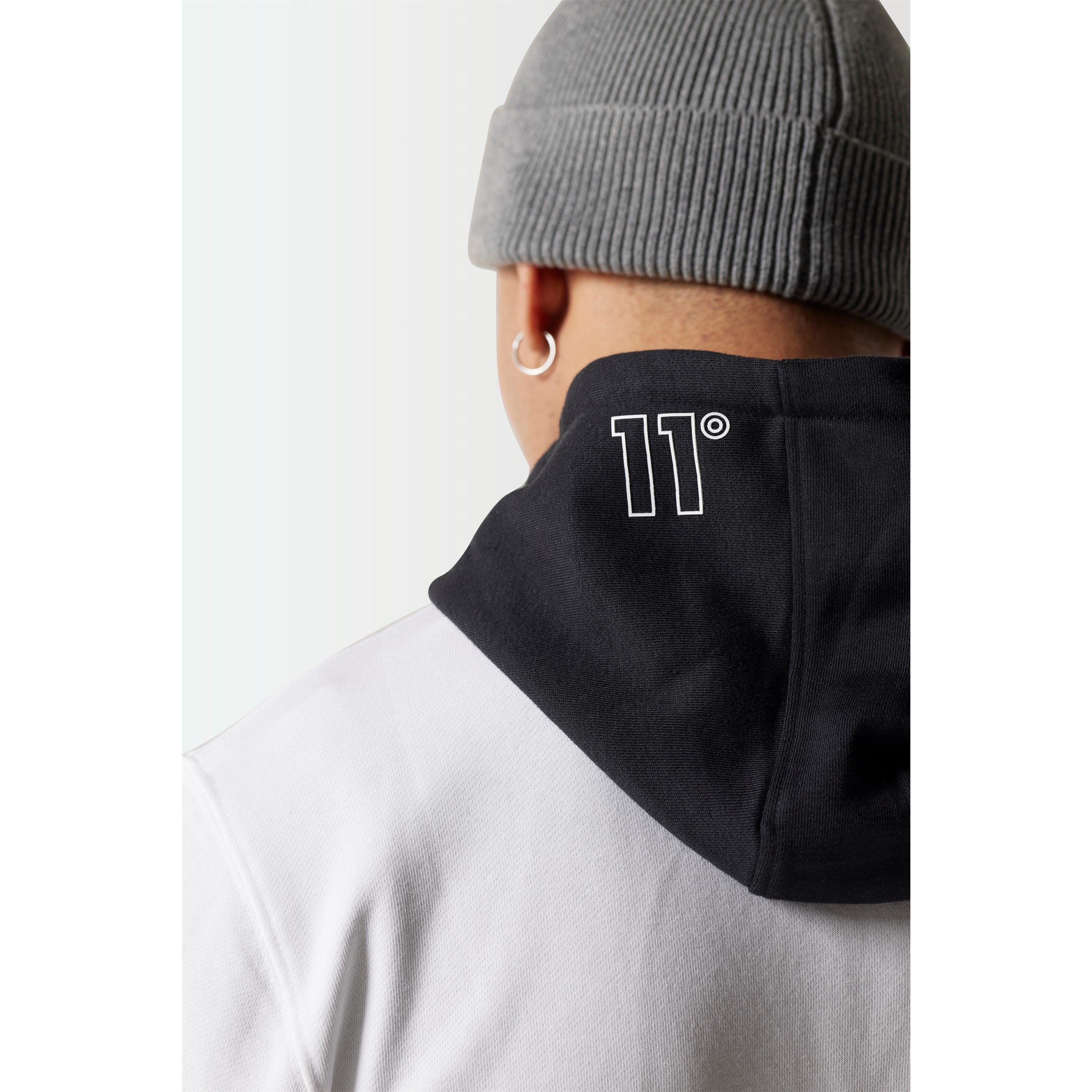 11 Degrees 11D Colour Block Hoodie Black  White