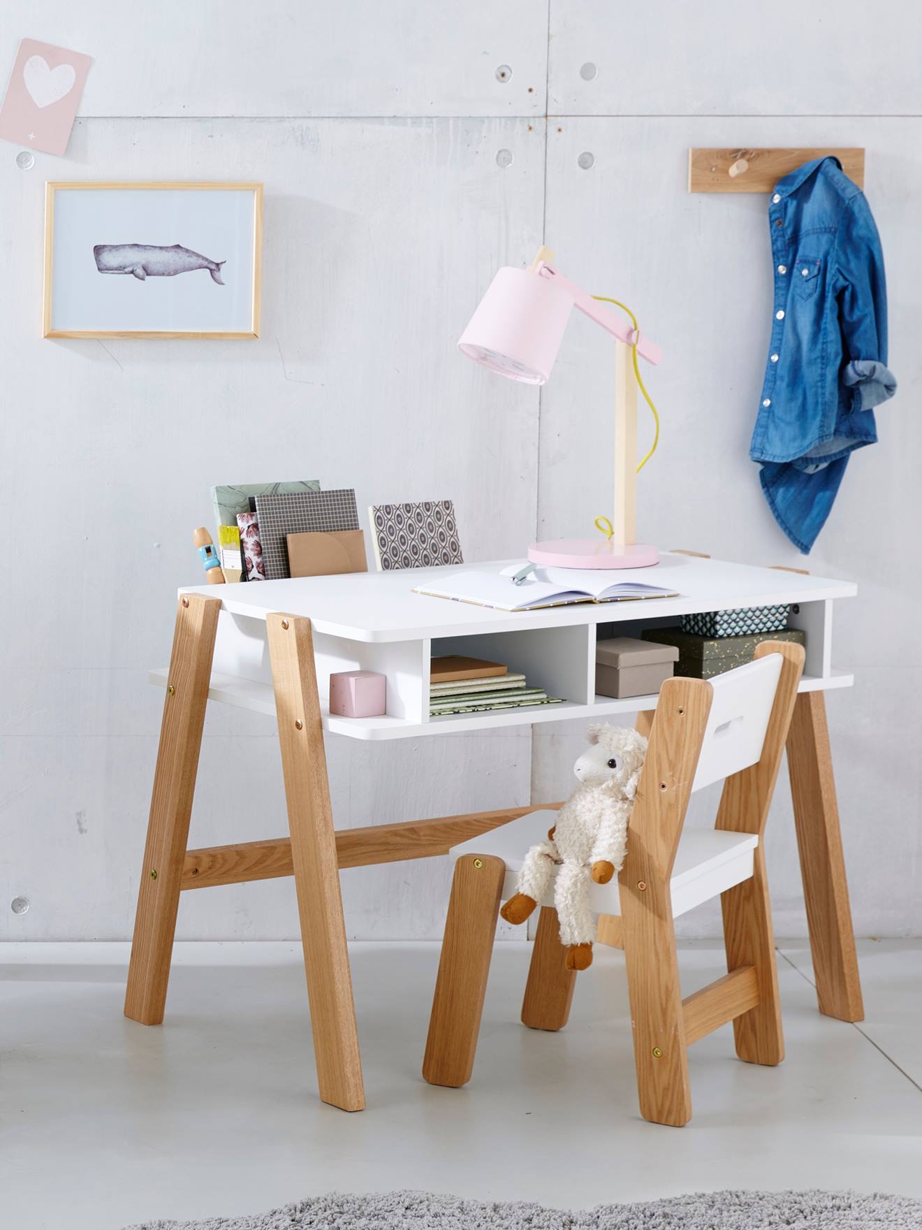 Cadeira escolar infantil, assento de 30 cm, ARCHITEKT LINE, branco claro, bicolor/multicolorida.