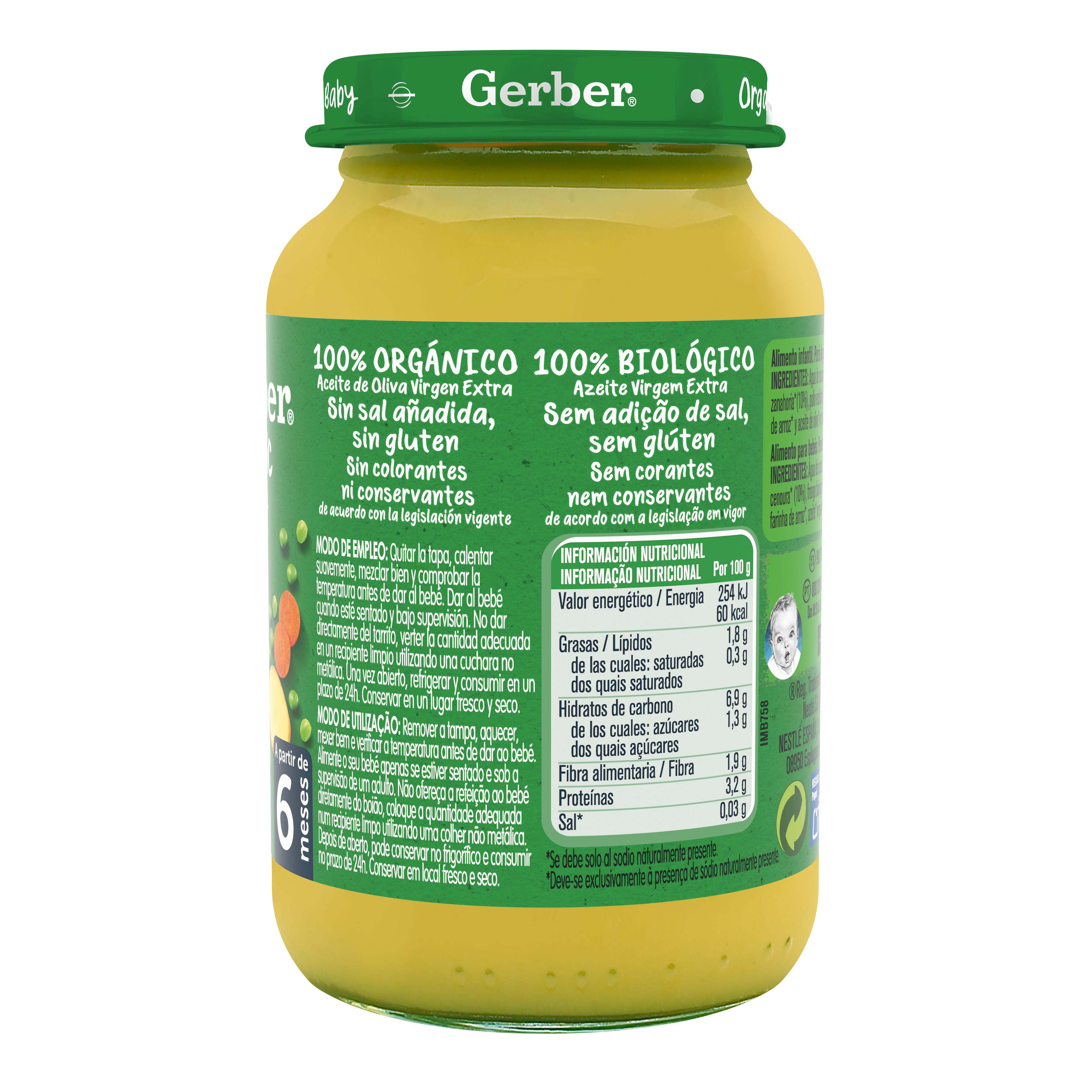 REFEIÇÕES GERBER BIO ERVILHAS E FRANGO 190GR
