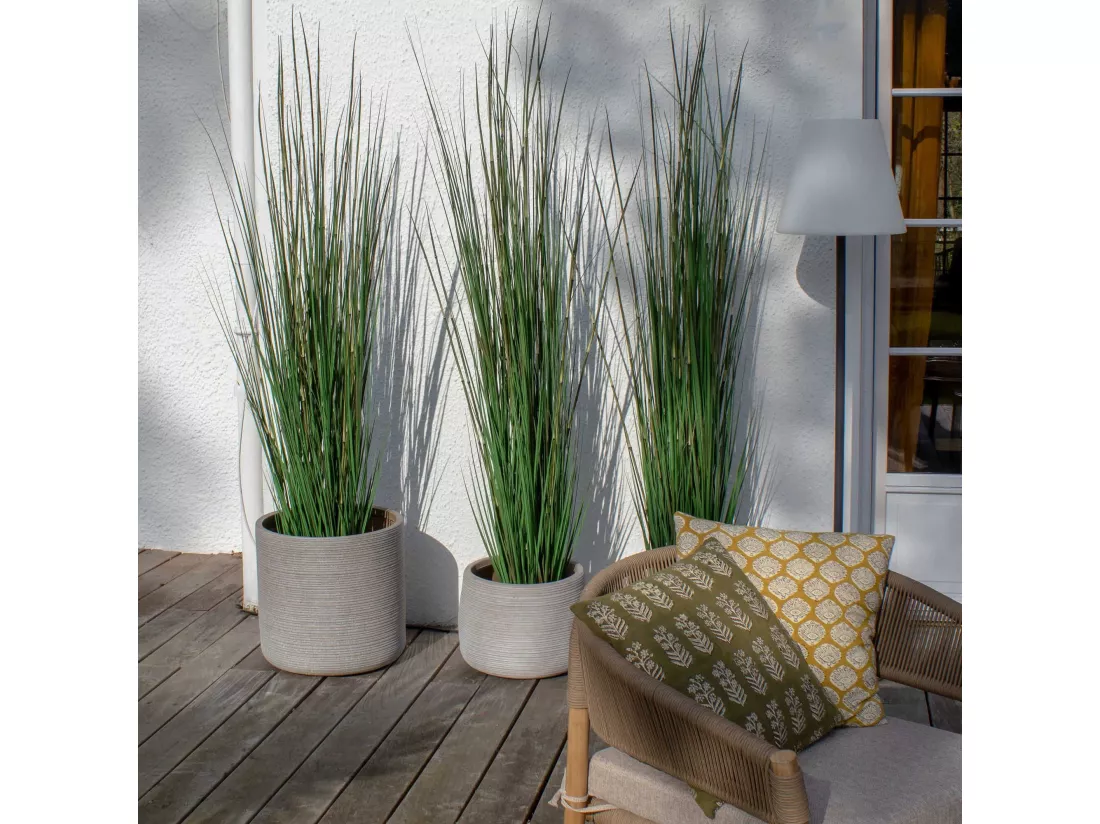 Now's Home - Set2 Pots Ronds En Fibre D'argile Taupe D45xht48 Et D38xht40cm Porto