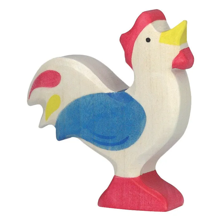 Holztiger Figurine en bois coq | Bleu
