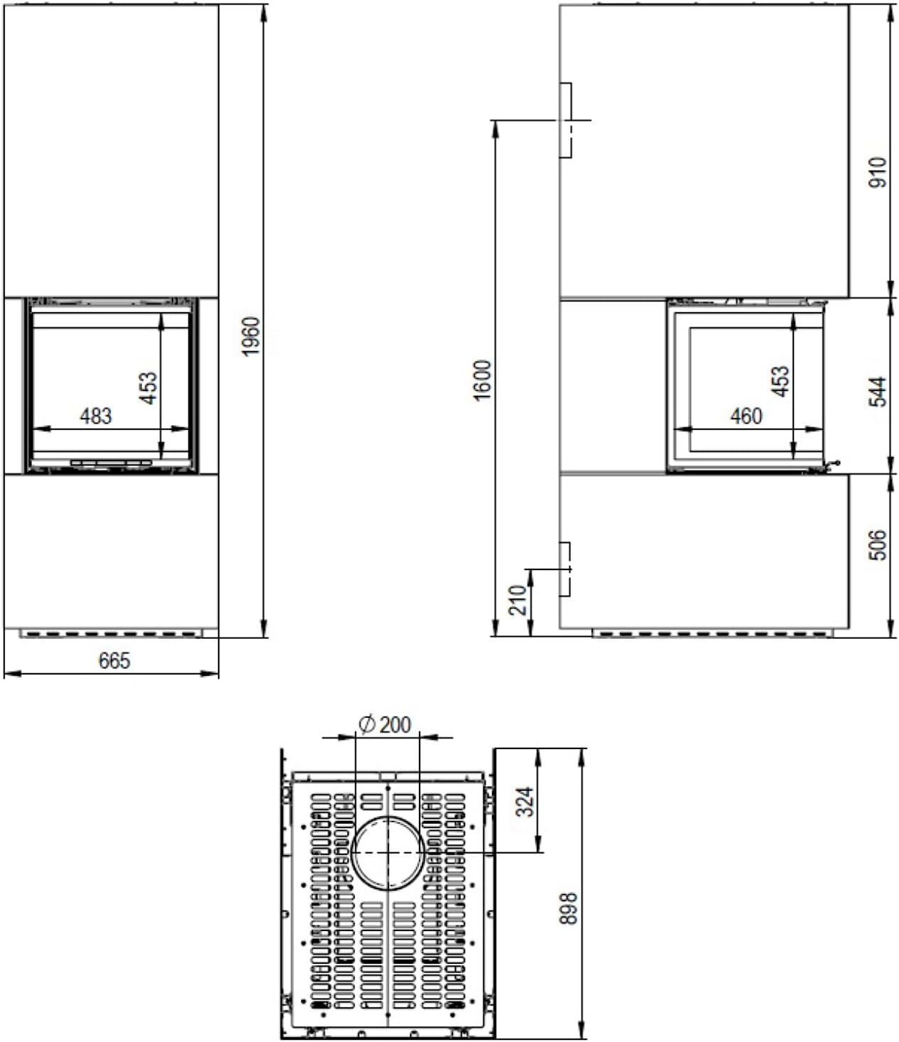 H&M Germany Ready Uh 500/500 STYLE Stahl titan 3-Seitiger Kaminbausatz Stahlverkleidung 11kw hochschiebbar