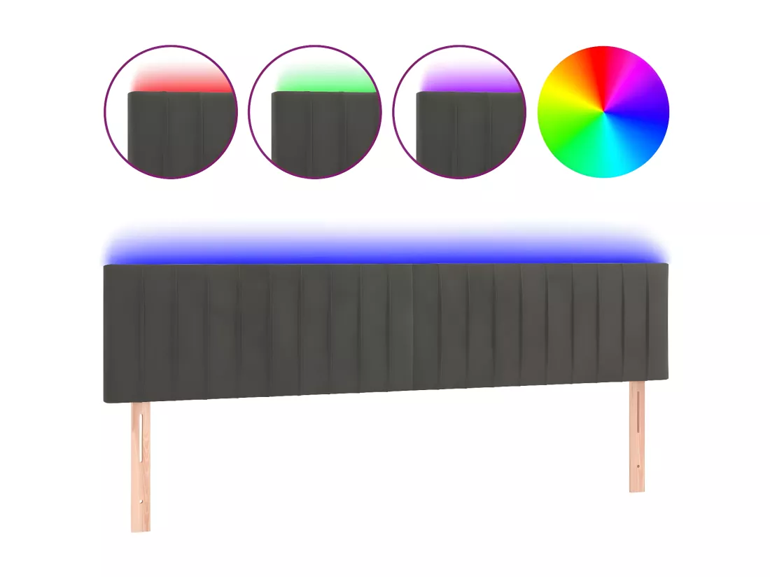 Tête de lit à LED Gris foncé 160x5x78/88 cm Velours