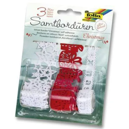Folia Samtbordüren Weihnachten, 3 Rollen, selbstklebend