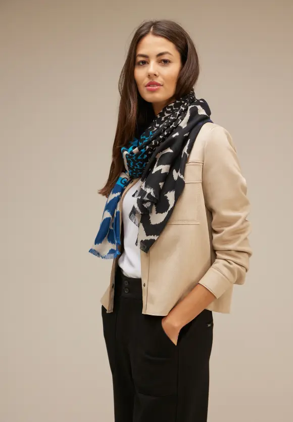 Cosy Print Longschal - aquamarine blue