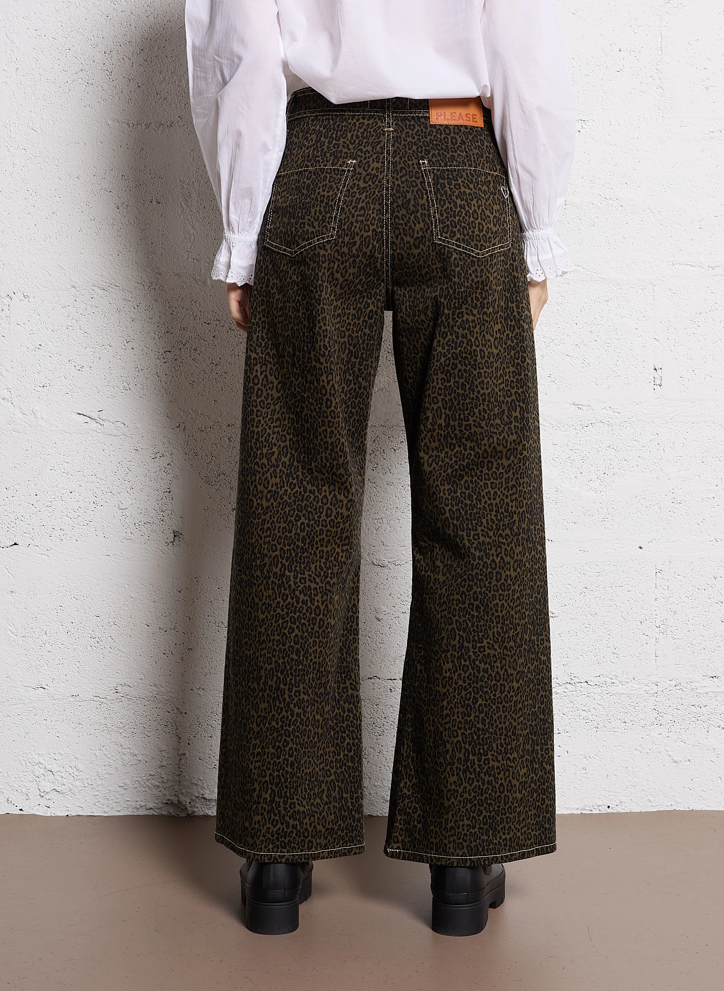 Pantalon droit imprimé| Marron