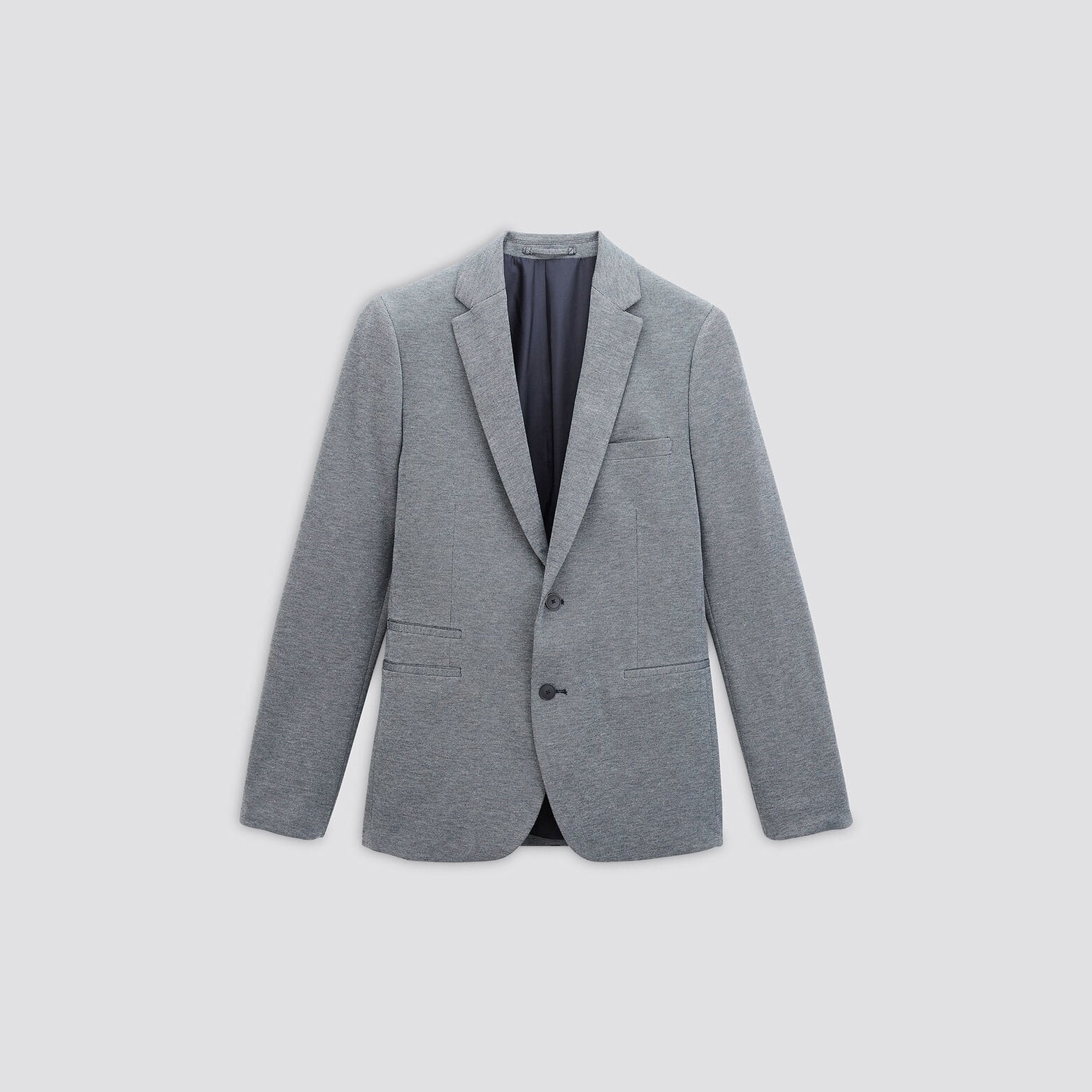 Veste slim maille avec coudières Bleu moyen