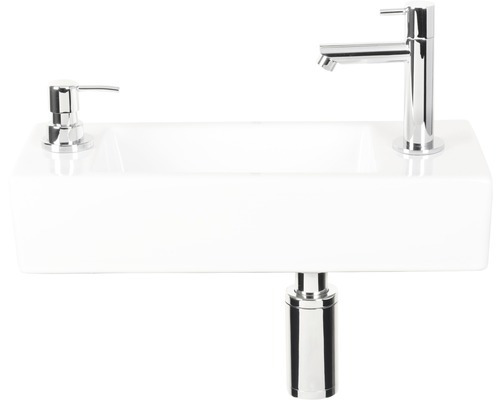 Verschil wastafelset 40 x 18 cm wit / chroom glanzend 38.005.93