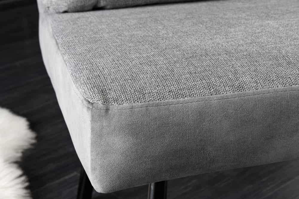 Moderne Sitzbank BIG GEORGE 160cm grau Samt Strukturstoff Taschenfederkern Metall