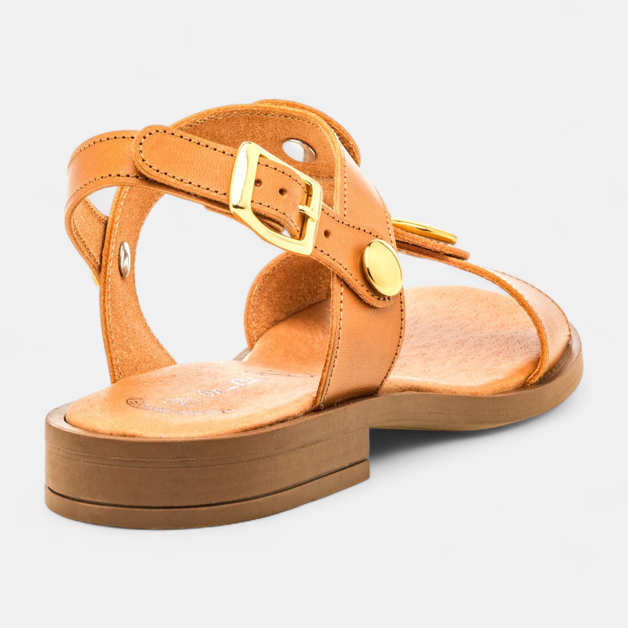 Nu-pieds Femme en cuir camel