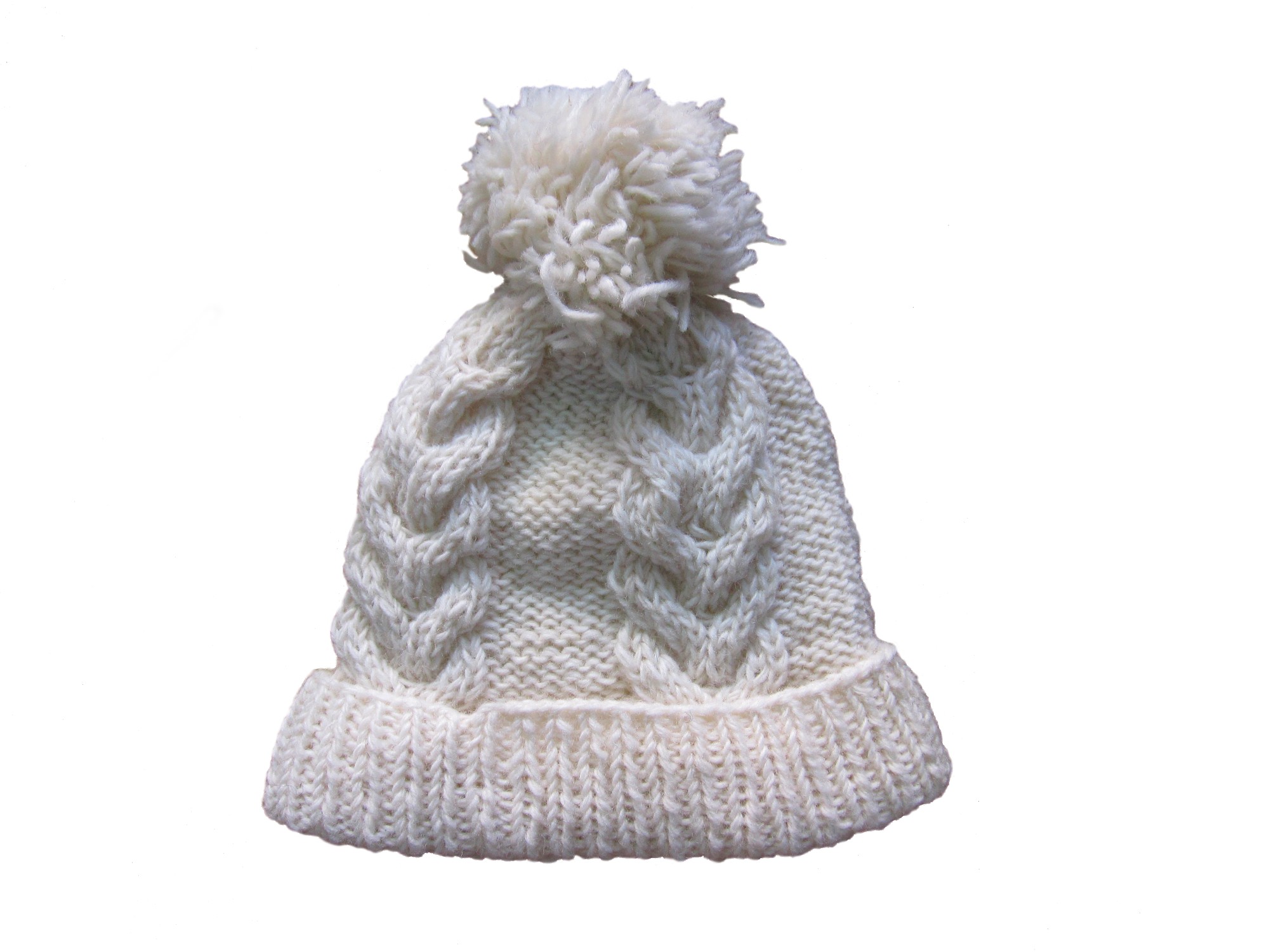 Mütze mit Pompon, weiß günstig bestellen