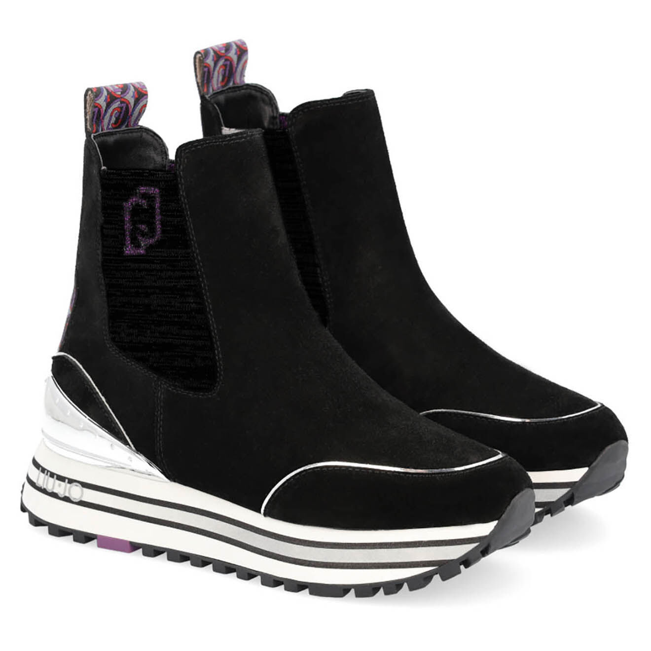 Liu-Jo Sneakers en Cuir Frida noir/argenté/multicolore