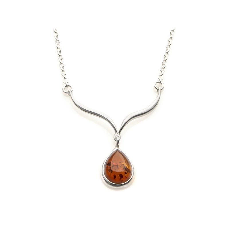 Collier argent 925 Ambre veritable de la mer Baltique