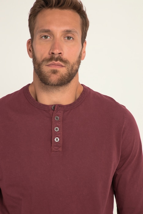 Henley, Langarm, Vintage Look, Rundhals, Knopfleiste, bis 8 XL