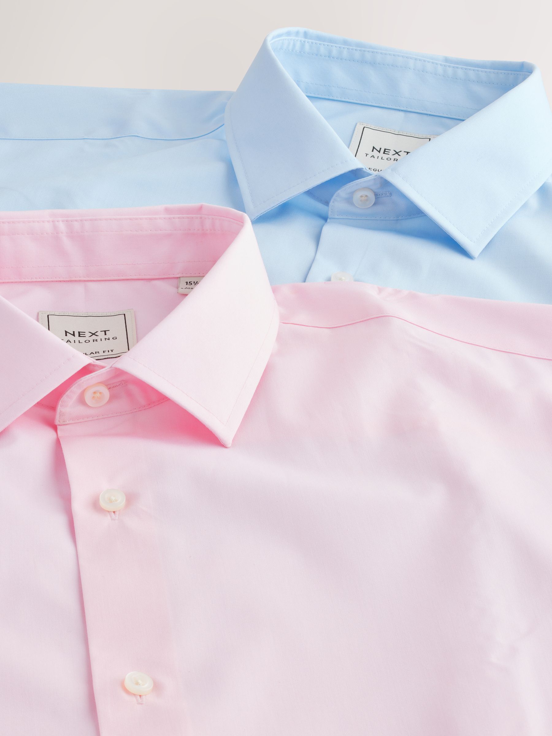 Roze/blauw - Normale Pasvorm - Onderhoudsvriendelijke nette overhemden met lange mouwen met enkele manchetten, verpakking van 2