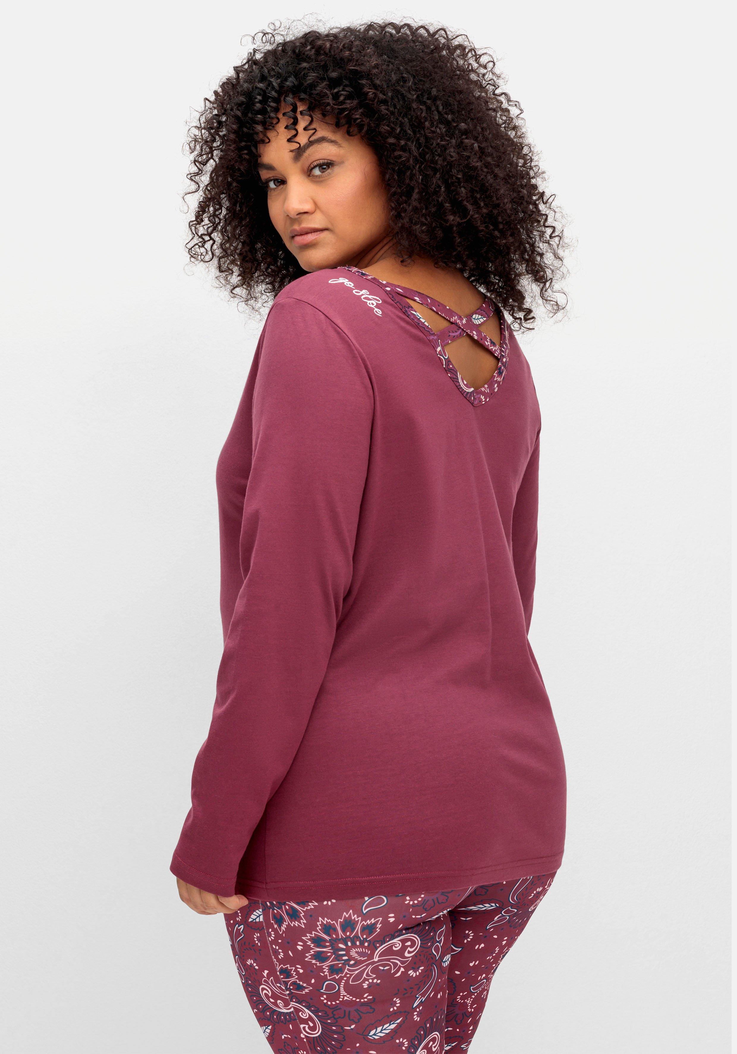 Langarmshirt mit Stickerei und Zierbändern hinten