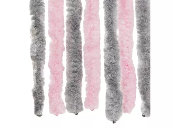 Rideau anti-mouches gris argenté et rose 100x230 cm chenille