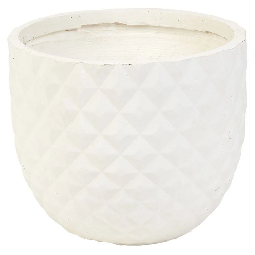 Cache pot en fibre d'argile style diamant ø 30 cm blanc ivoire