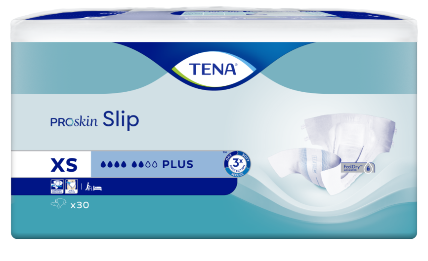 TENA Slip Plus bleier str. XS 30 stk