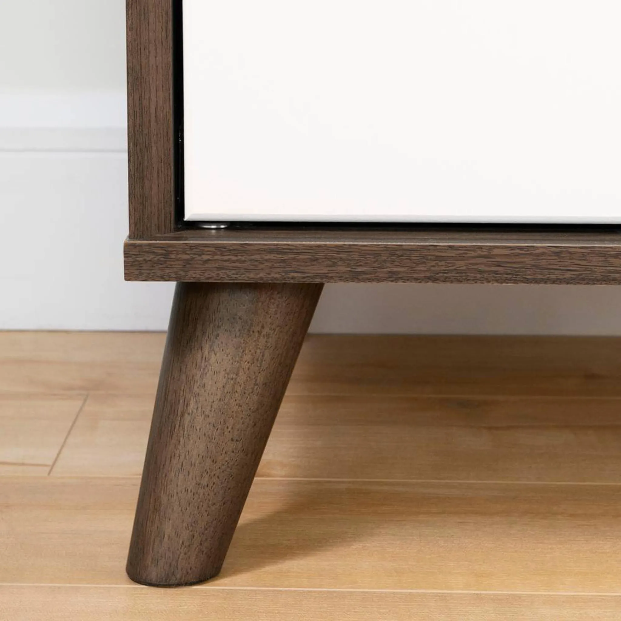 South Shore Table de Nuit Yodi - Noyer Naturel  Blanc