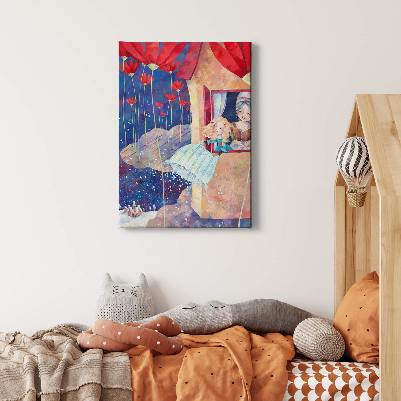 Leinwandbild FRAU HOLLE - blau-rot - 50x70 cm