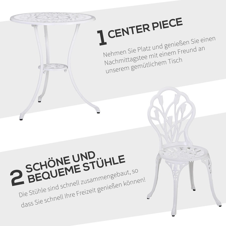 Outsunny Gartenmöbel-Set mit Blumen Design weiß