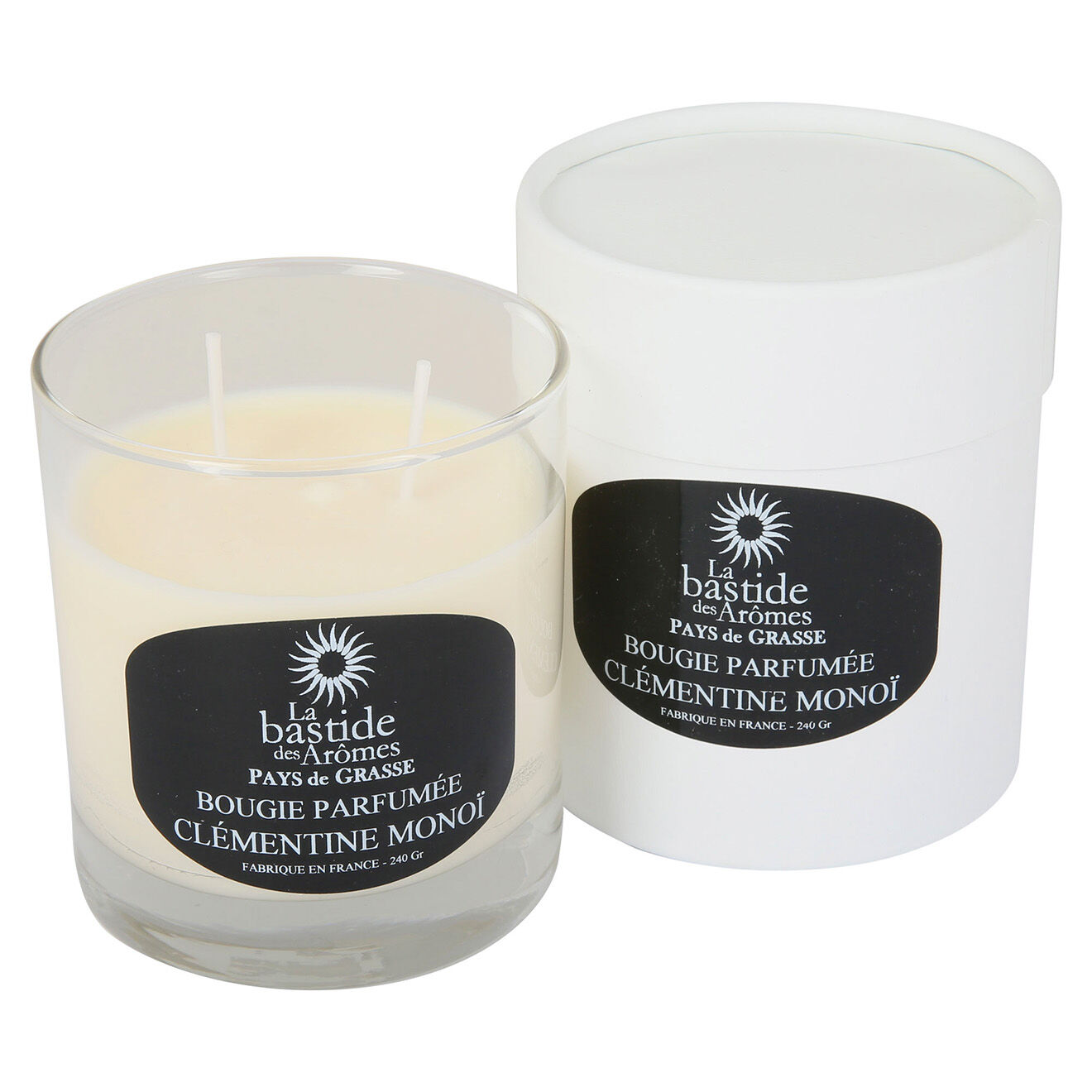 La Bastide des Arômes Bougie Parfumée Clementine et Monoi - 2 mèches 60 h