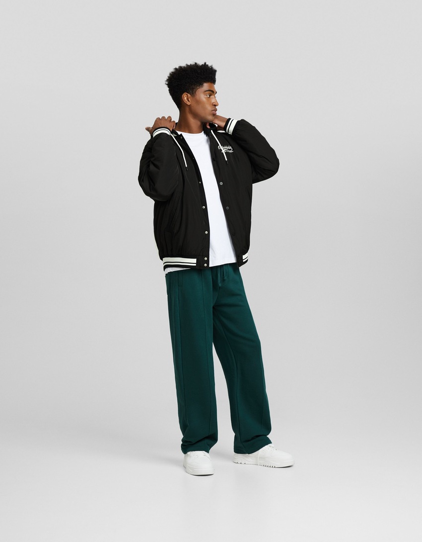 Jaqueta bomber puffer com capuz