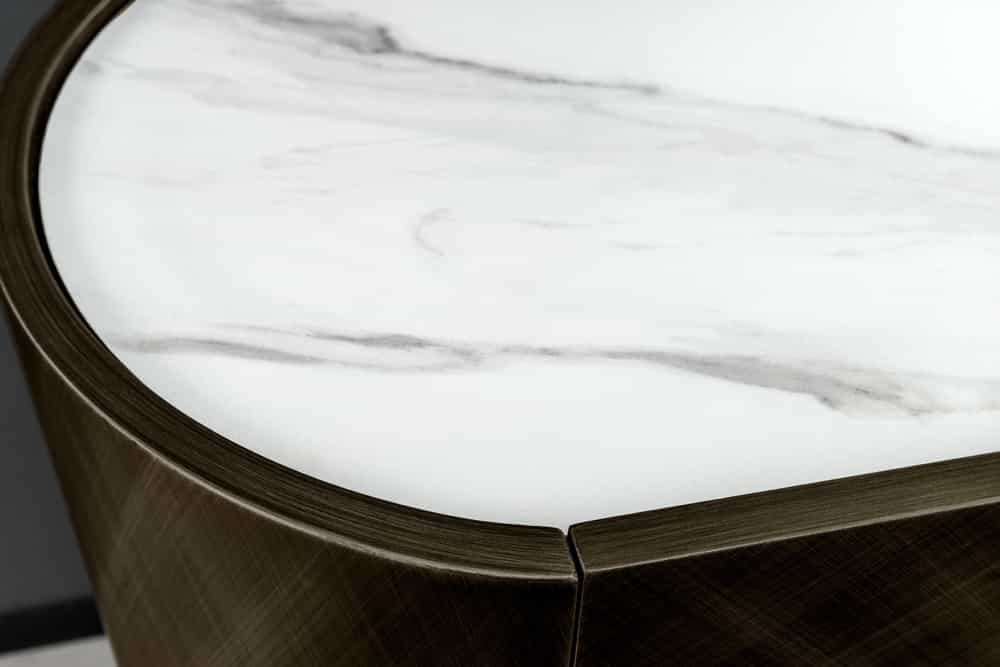 Design Sideboard REFLECTION 150cm weiß Keramik Marmor bronze 3D Effekt brushed Finish