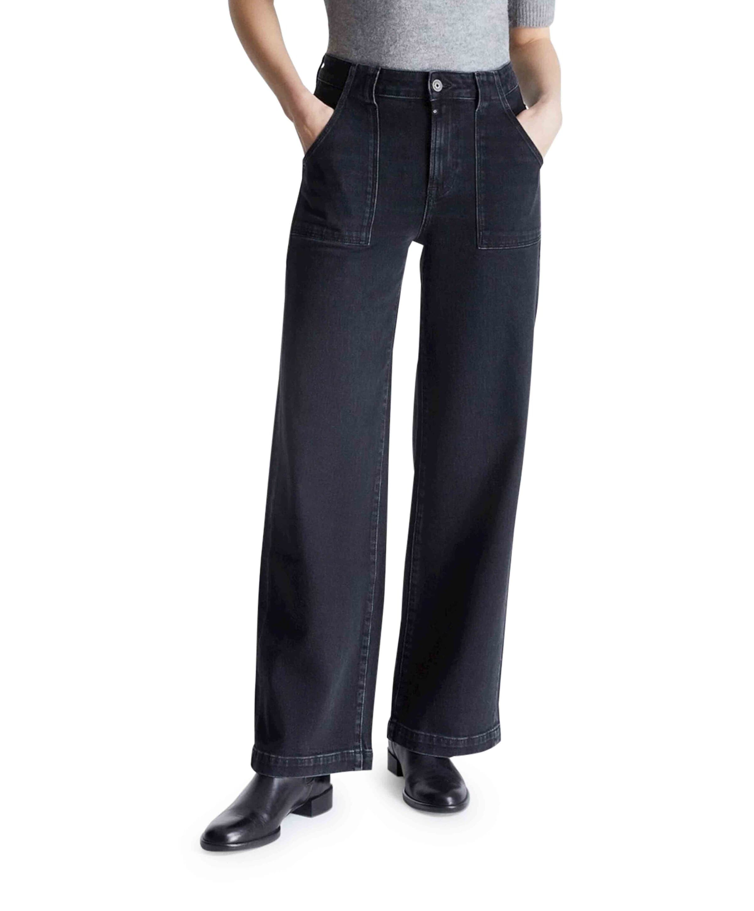 Cup of Joe Denim high waist wide leg dames jeans zwart
