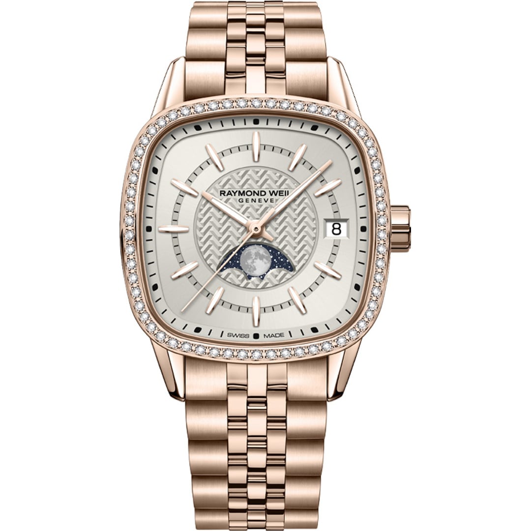 Raymond Weil Freelancer Square Moon Phase Diamonds Rosé Ø 34mm